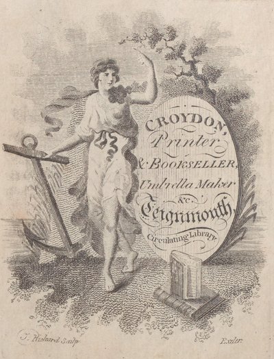 Byteskort för Croydon, skrivare, bokhandlare och paraplytillverkare, 1800-talet., 1800-talet. av T. Rickard