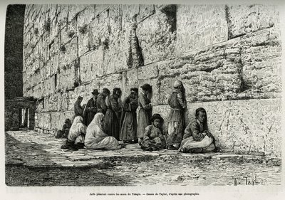 Judar som gråter mot templets väggar (klagomur). Gravyr av Taylor, för att illustrera La Syria d