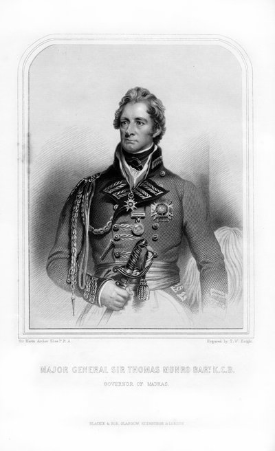 Sir Thomas Munro, skotsk soldat och statsman, 1870. av T. W. Knight