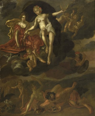 Diana och Virtus straffar Venus och Bacchus av T. van Malsen