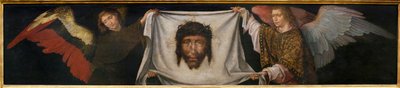 Änglar som bär det heliga höljet - Målning från Frere Carlos verkstad (flamländsk målare verksam mellan 1517-1544), olja på trä, ca 1520-1530 (Änglar med heliga ansiktet, av broder Carlos verkstad, olja på panel, ca. 1520-1530) - Musée d