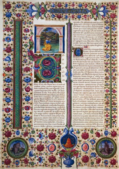 Incipit från profeten Hoseas bok, från volym II av Bible of Borso d