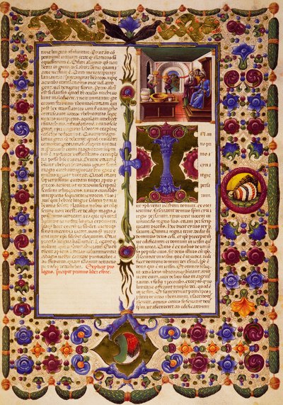Slutet på Prolog och Incipit från Exodusboken, från Volym I av Bible of Borso d