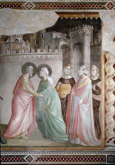 Mötet mellan Anne och Joachim vid Doree-dörren (detalj) - fresk, ca 1327 av Taddeo Gaddi