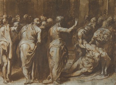 Saint Paul återställer Eutychus till liv, 1529-66. av Taddeo Zuccaro