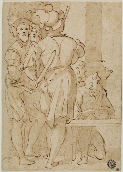 Stående soldater och knästående figurer av Taddeo Zuccaro