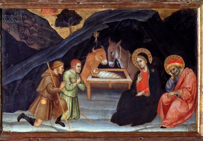 Tillbedjan av herdarna - tempera på trä av Taddeo di Bartolo