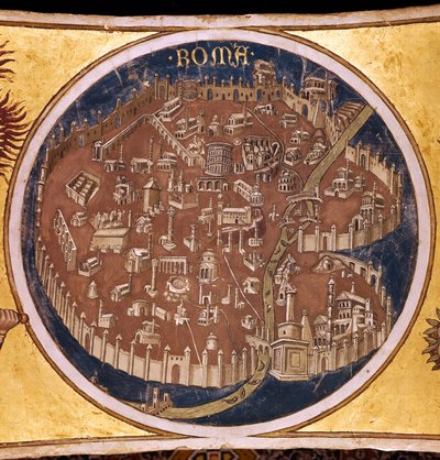 Perspektivkarta över Rom med antikens monument, 1414 av Taddeo di Bartolo