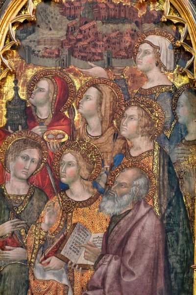 Olika helgon som tillber Madonnan, Triptyk av Himmelsfärden av Taddeo di Bartolo