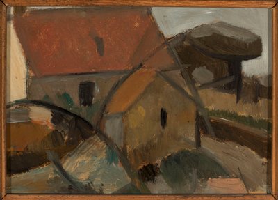 Litet hus med rött tak av Tadeusz Makowski