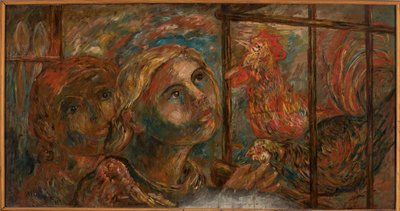 Barn och tuppar av Tadeusz Makowski