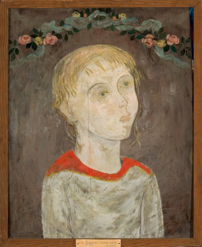 Flicka med blomsterkrans av Tadeusz Makowski