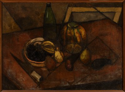 Stilleben med melon och kniv av Tadeusz Makowski
