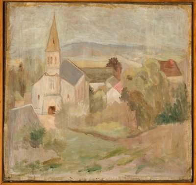 Landskap med en liten kyrka (La Comelle) av Tadeusz Makowski