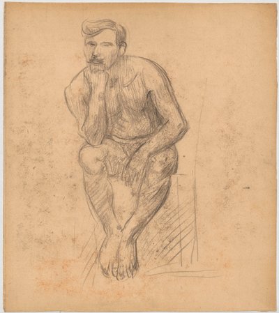 Studie av sittande manlig akt av Tadeusz Makowski