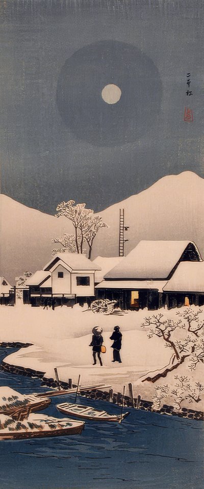 Snö vid Nipponmatsu av Takahashi Hiroaki