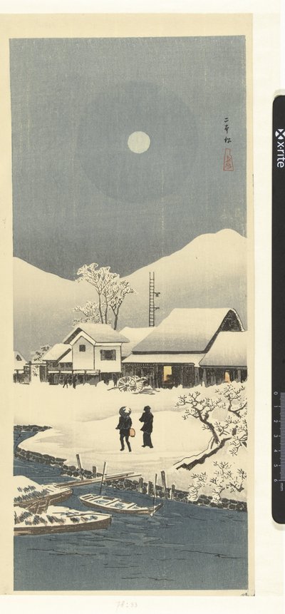 Snölandskap i månskenet Nihonmatsu (titel på objekt) av Takahashi Hiroaki