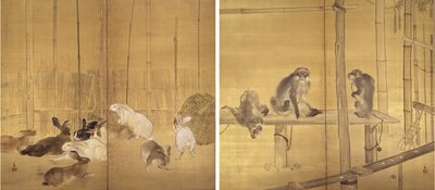 apor och kaniner av Takeuchi Seiho