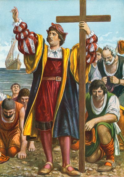 Christofer Columbus anländer till den nya världen av Tancredi Scarpelli