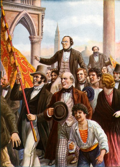 Daniele Manin och Niccolo Tommaseo befriade från fängelset den 18 mars 1848 av Tancredi Scarpelli