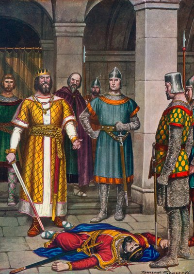 Odoacers död, dödad av Theodoric, östgoternas kung av Tancredi Scarpelli