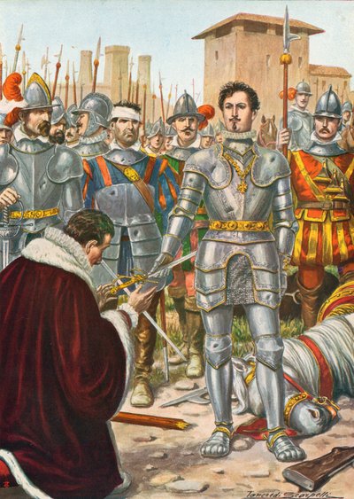 Frans I av Frankrike tillfångatogs i slaget vid Pavia 1525 av Tancredi Scarpelli