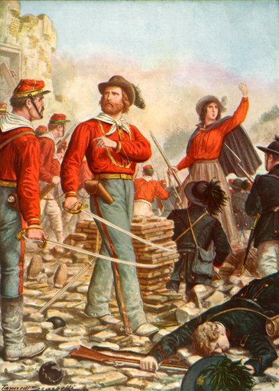 Garibaldi och hans fru Anita försvarade Rom 1849 av Tancredi Scarpelli
