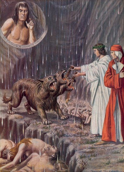 Illustration till Dantes gudomliga komedi av Tancredi Scarpelli