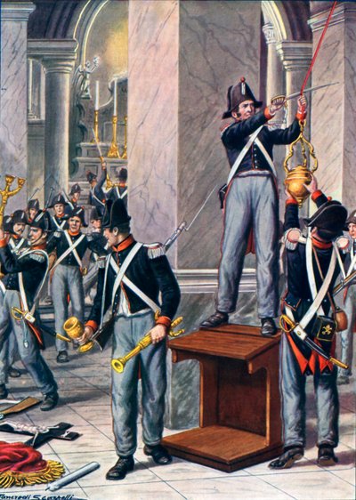 Plundringen av Cesena av påvliga soldater, 1832 av Tancredi Scarpelli
