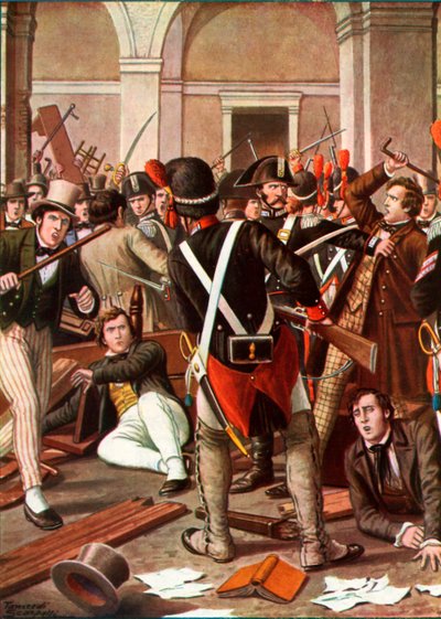 Studenternas revolt vid universitetet i Turin 1821 av Tancredi Scarpelli