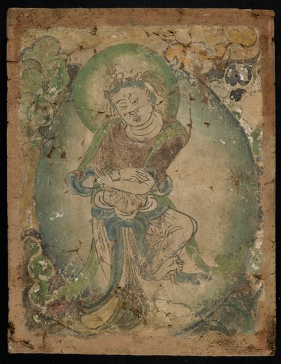 Dansande figur, Kizil, Xinjiang-provinsen, 600-800 (pigment på stuckatur) av Tang Dynasty Chinese School
