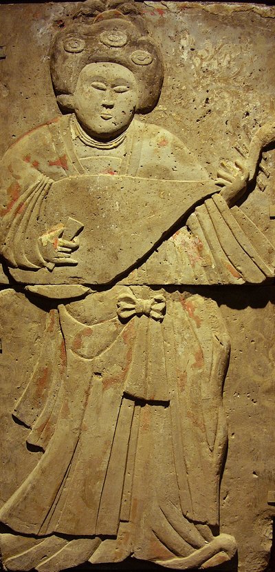 Stele föreställande en musiker (terrakotta) av Tang Dynasty Chinese School