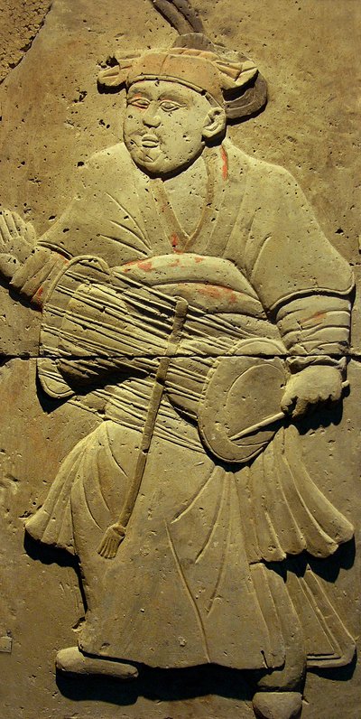 Stele föreställande en musiker (terrakotta) av Tang Dynasty Chinese School