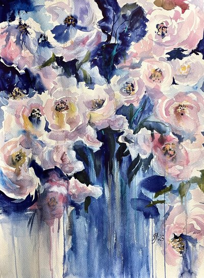 Blommor i ljusblått av Tanya Lundmark