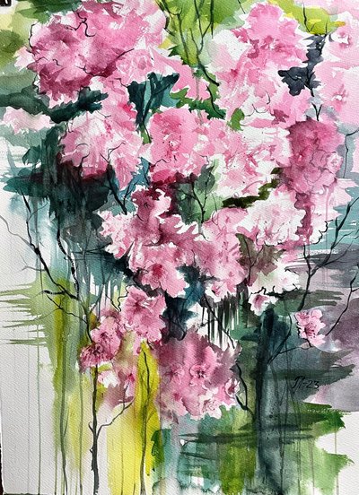 Ljusa rosa blommor av Tanya Lundmark
