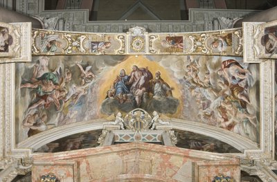 Kristus i ära med den helige Gaudentius och i ärken Sakarias, Moses och kung David av Tanzio da Varallo