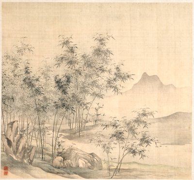 En ensam kran i bambulunden av Tao Hong