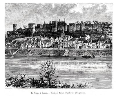Chinon och floden Vienne, Frankrike, 1800-talet av Taylor