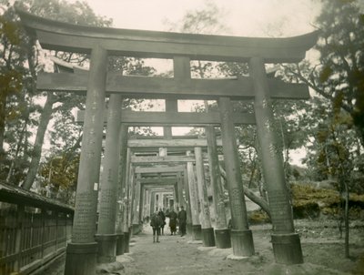 Torii i Inari-helgedomen i Kyoto, ca 1900 - 1915 (fotografi) av Teijiro Takagi