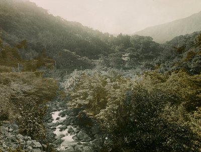 Vy över byn Miyanoshita i Hakonebergen, ca 1900 - 1915 (fotografi) av Teijiro Takagi