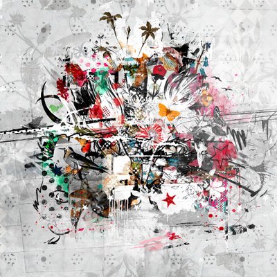 Allt på en gång, 2014 (Collage på duk) av Teis Albers