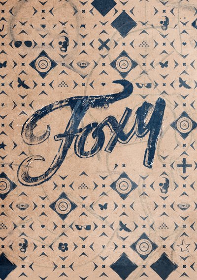 Foxy, 2016 (collage på duk) av Teis Albers