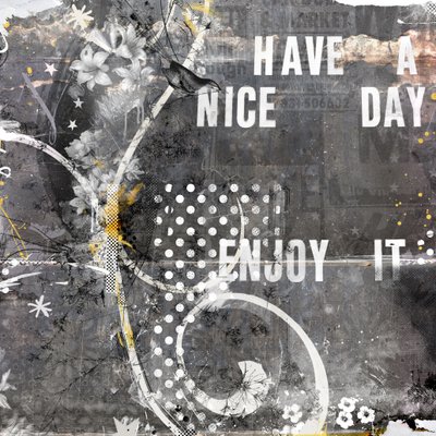 Ha en bra dag! 2016 (Collage på duk) av Teis Albers