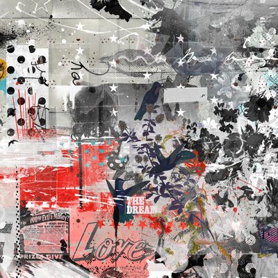 Love the dream, 2015 (mixed media på duk) av Teis Albers