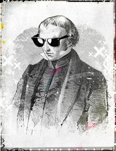 Mr. solglasögon, 2015 (Collage på duk) av Teis Albers
