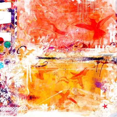 Den här kvällen varar för evigt, 2014 (mixed media på duk) av Teis Albers