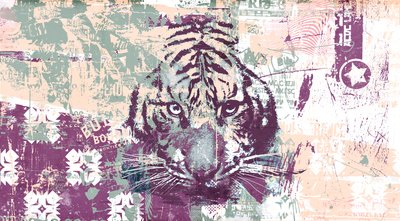 Tiger Abstraction, 2016 (Collage på duk) av Teis Albers