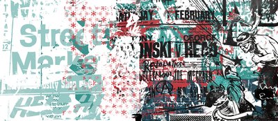 Tomahawk race, 2015 (Collage på duk) av Teis Albers