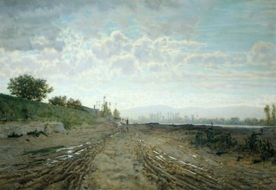 Morgon på Arno, av Telemaco Signorini (1835-1901). av Telemaco Signorini