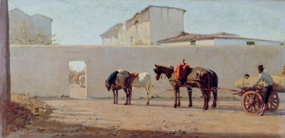 En vårmorgon. Den vita väggen, ca 1867 (olja på duk) av Telemaco Signorini
